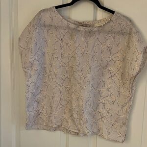 Cynthia Rowley Cream Floral Linen Blouse